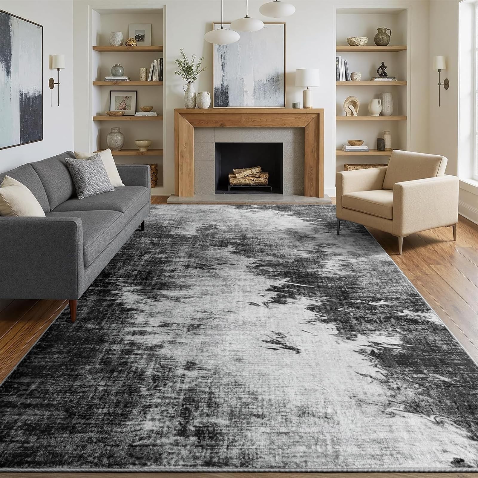 Washable 8×10 Area Rugs for Living Room, Large Modern Abstract Soft Low Pile …