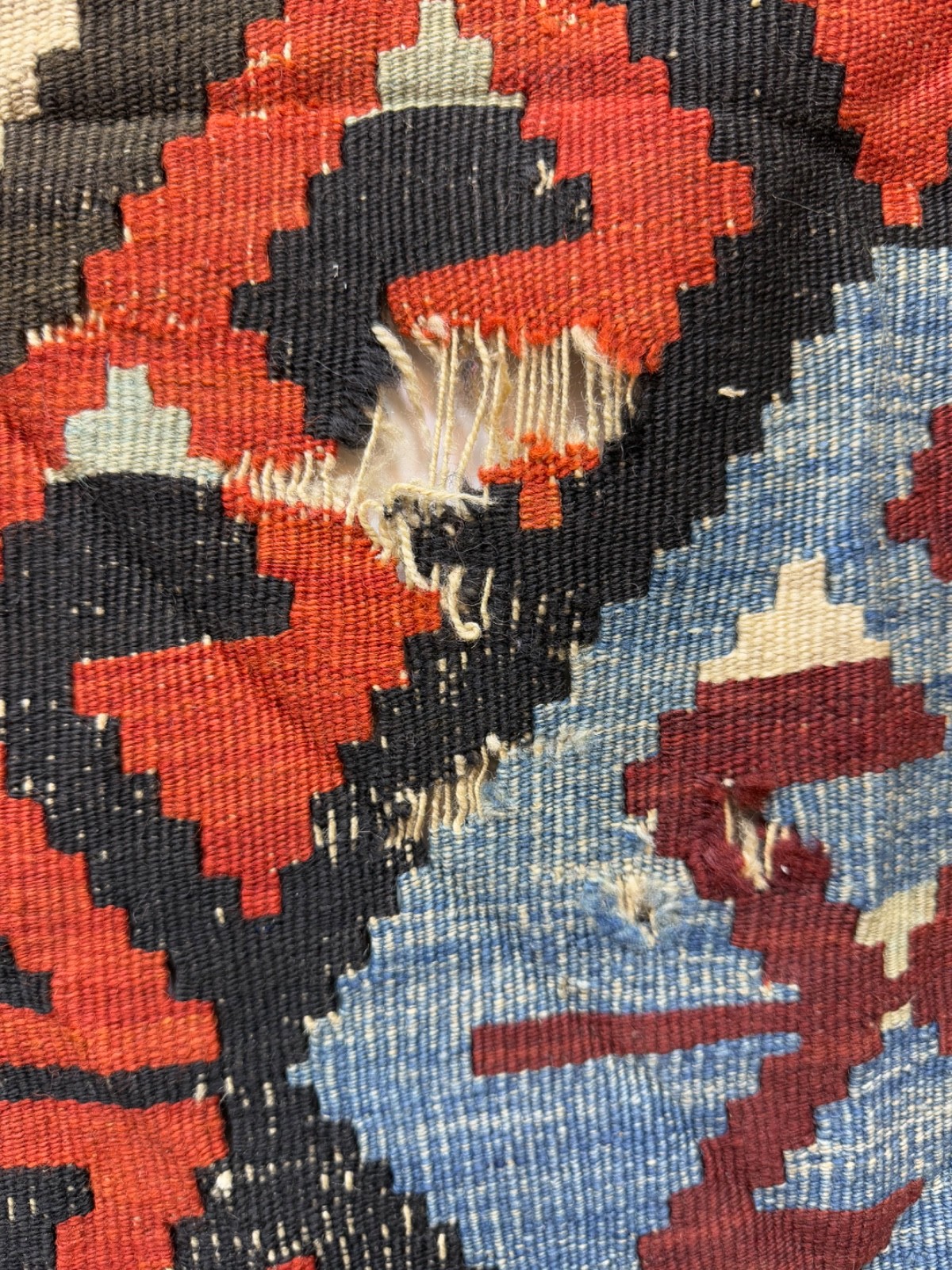 Vintage Beautiful Hand Woven Turkey Anatolian Wool Weaving One Part Kilim Rug