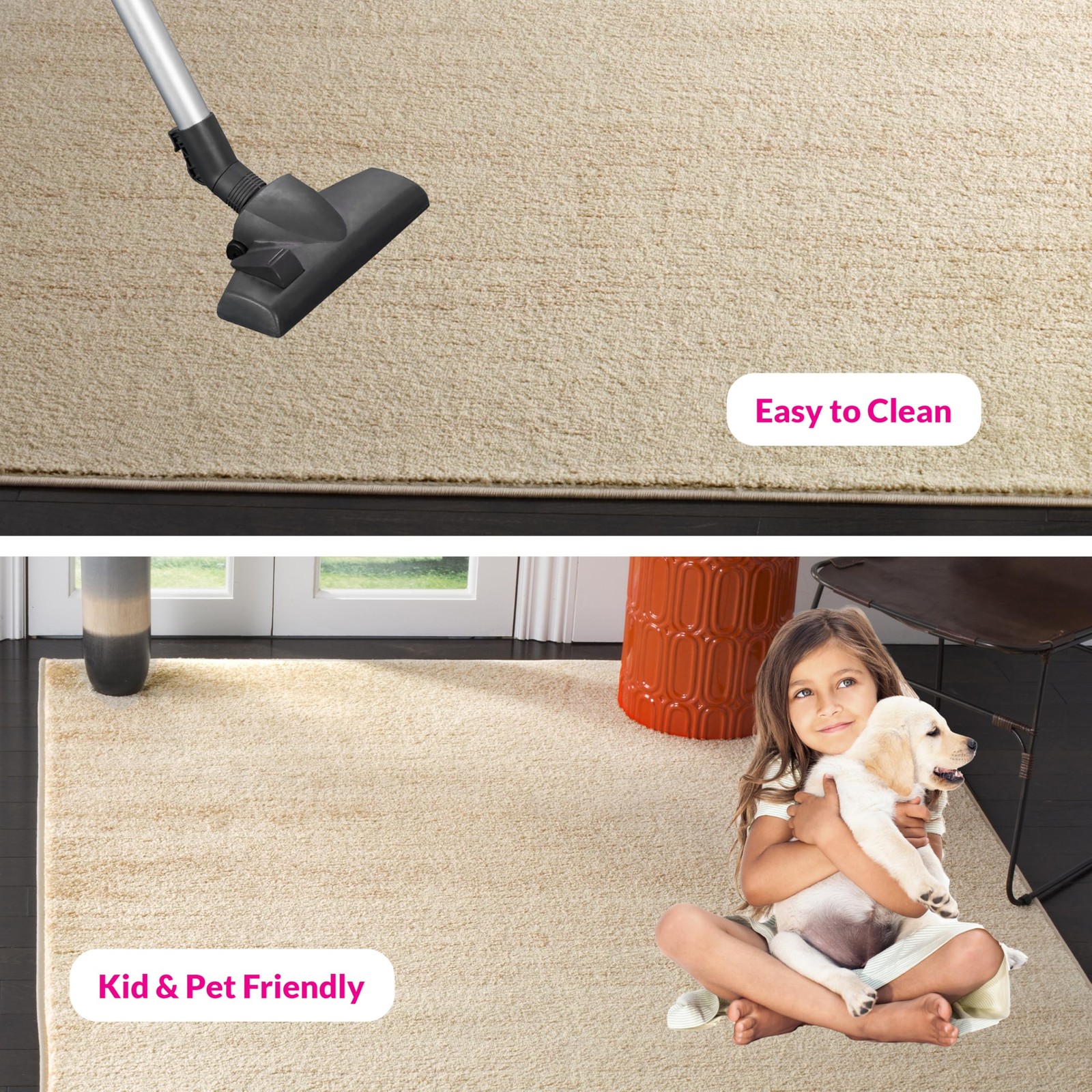 Area Rug 8×10 – Adirondack Collection – Large – Champagne & Cream, Modern Omb…