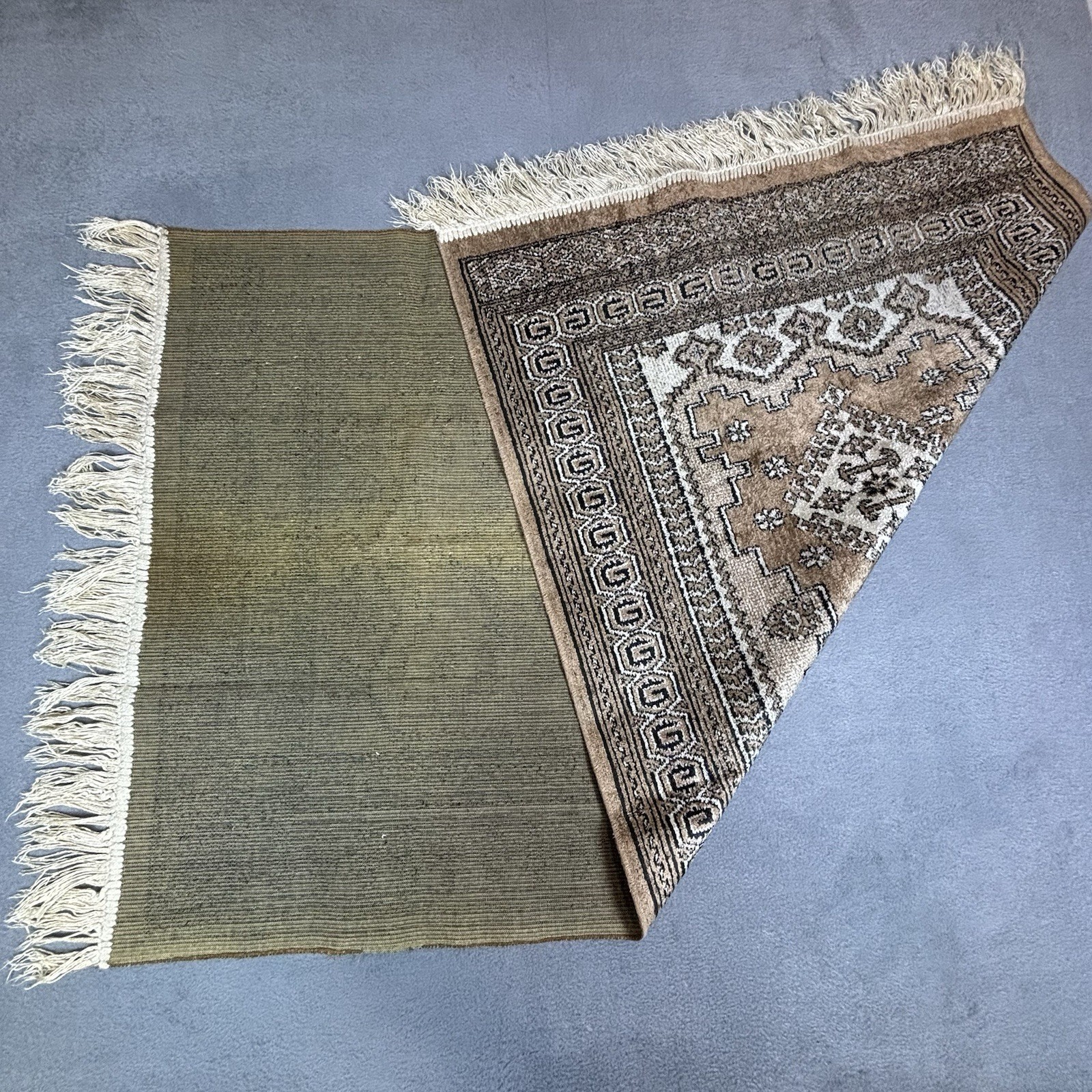 Traditional Geometric Pattern Area Rug Brown Beige Cream Rectangle with Fringe