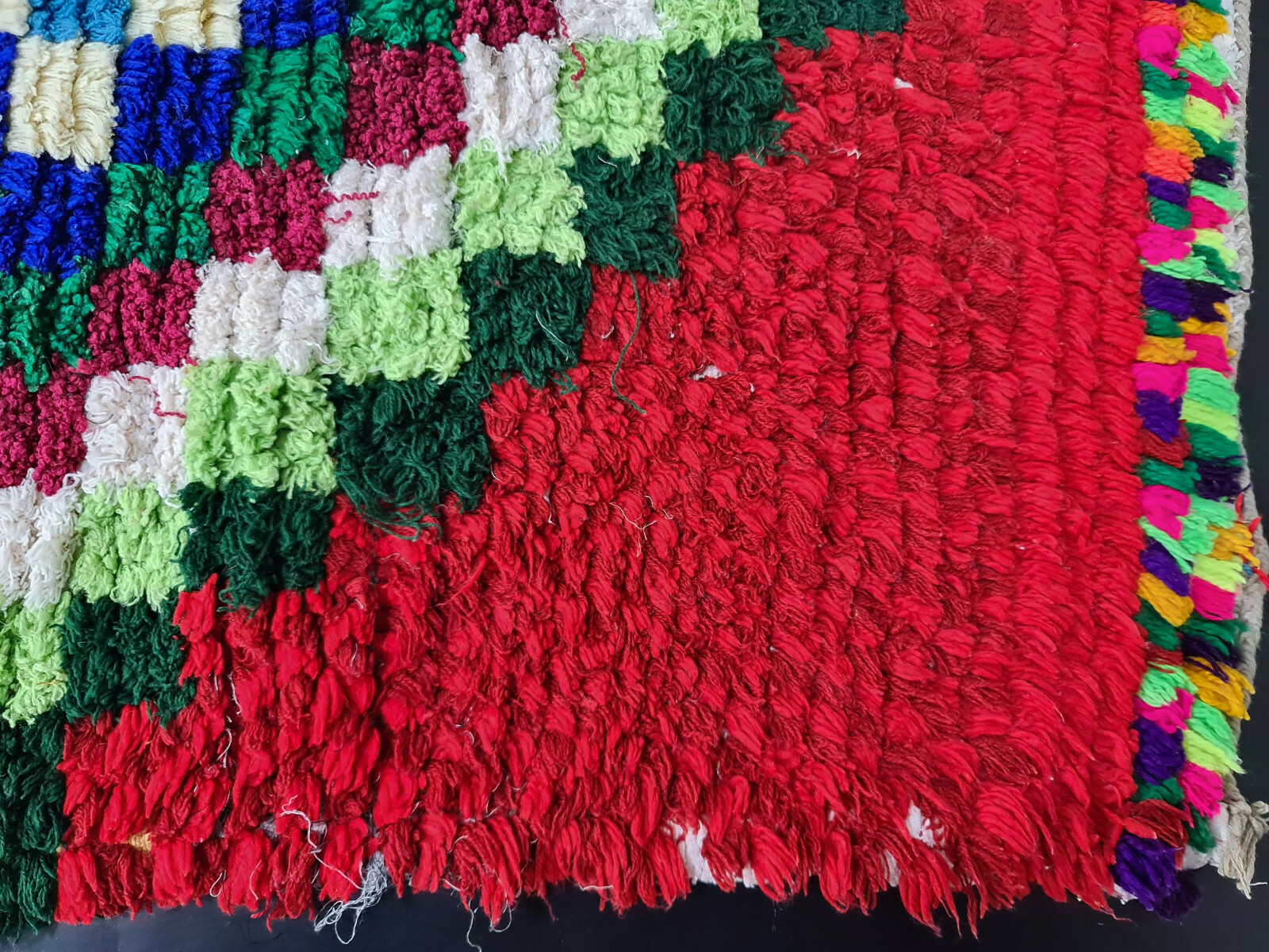 Vintage Moroccan Handmade Runner Rug 2’7″x7’3″ Bohemian Geometric Red Cotton Rug