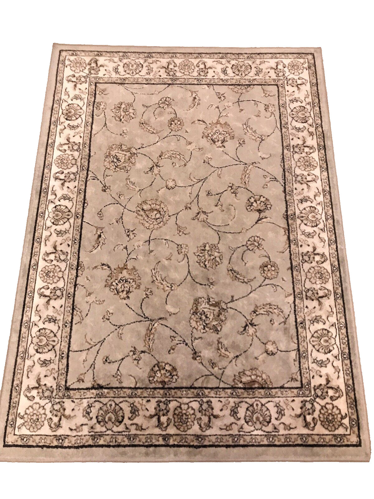 Soft Sorrento Gray Black w/Beige Brn Carpet Rug 100% Viscose Pile 3′ 3″ x 4′ 7″