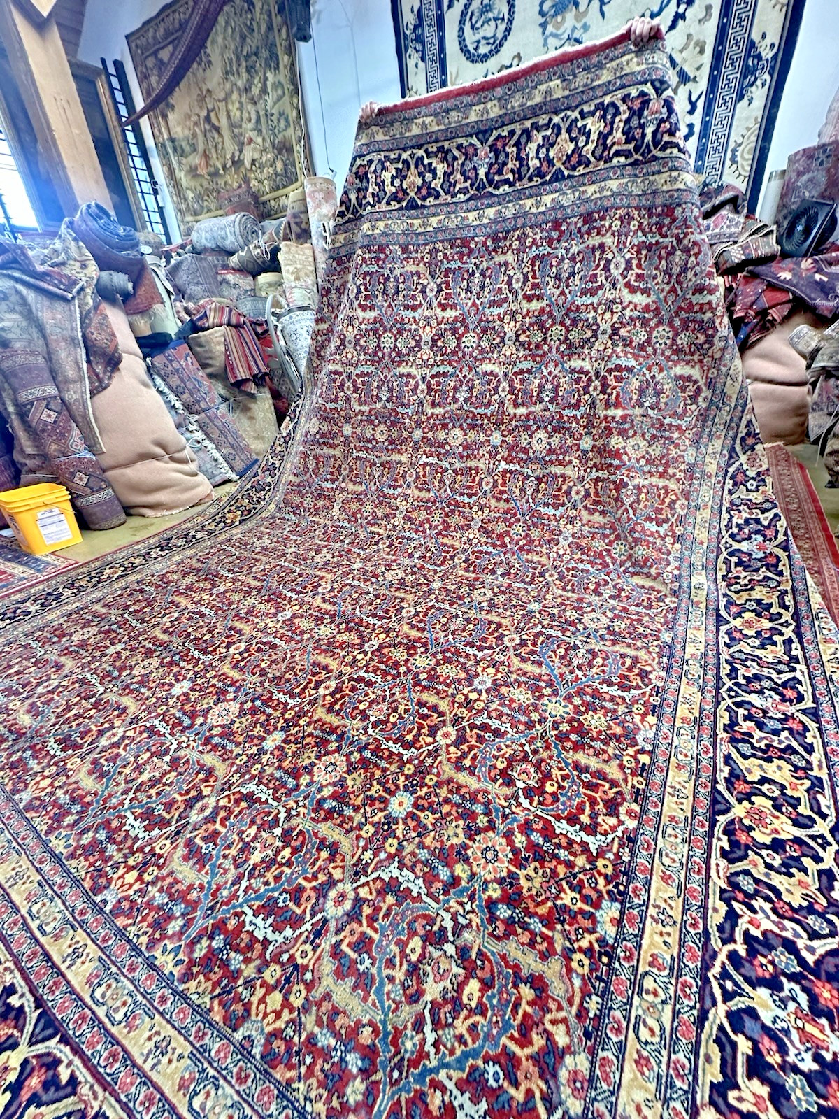 Auth: 1930’s Antique Kurdish North West Rug Mystical ART Beauty Red 9×12