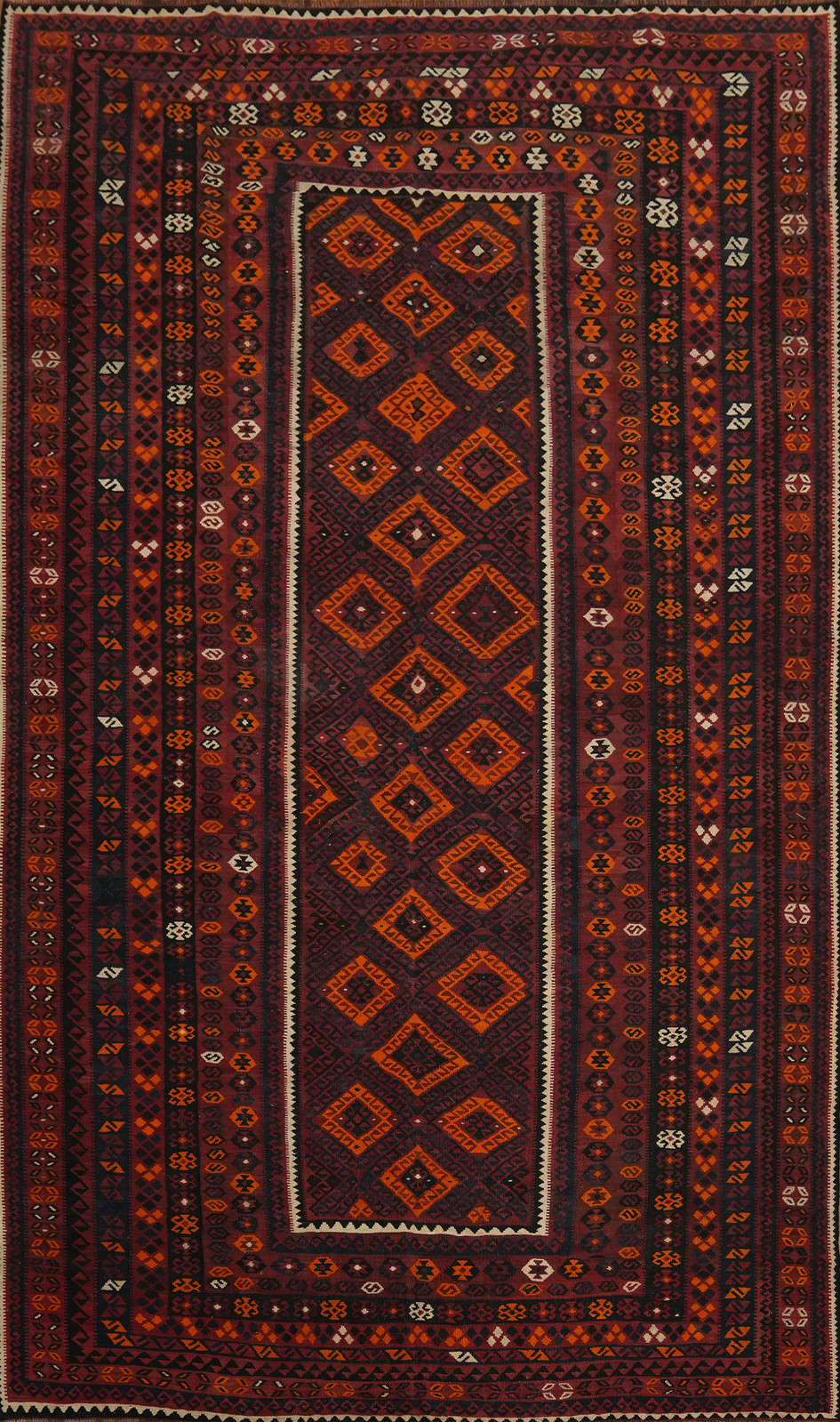 Reversible Red Kilim Large Rug 9×15 Ft Flat Weave Geometric Wool Carpet Tribal