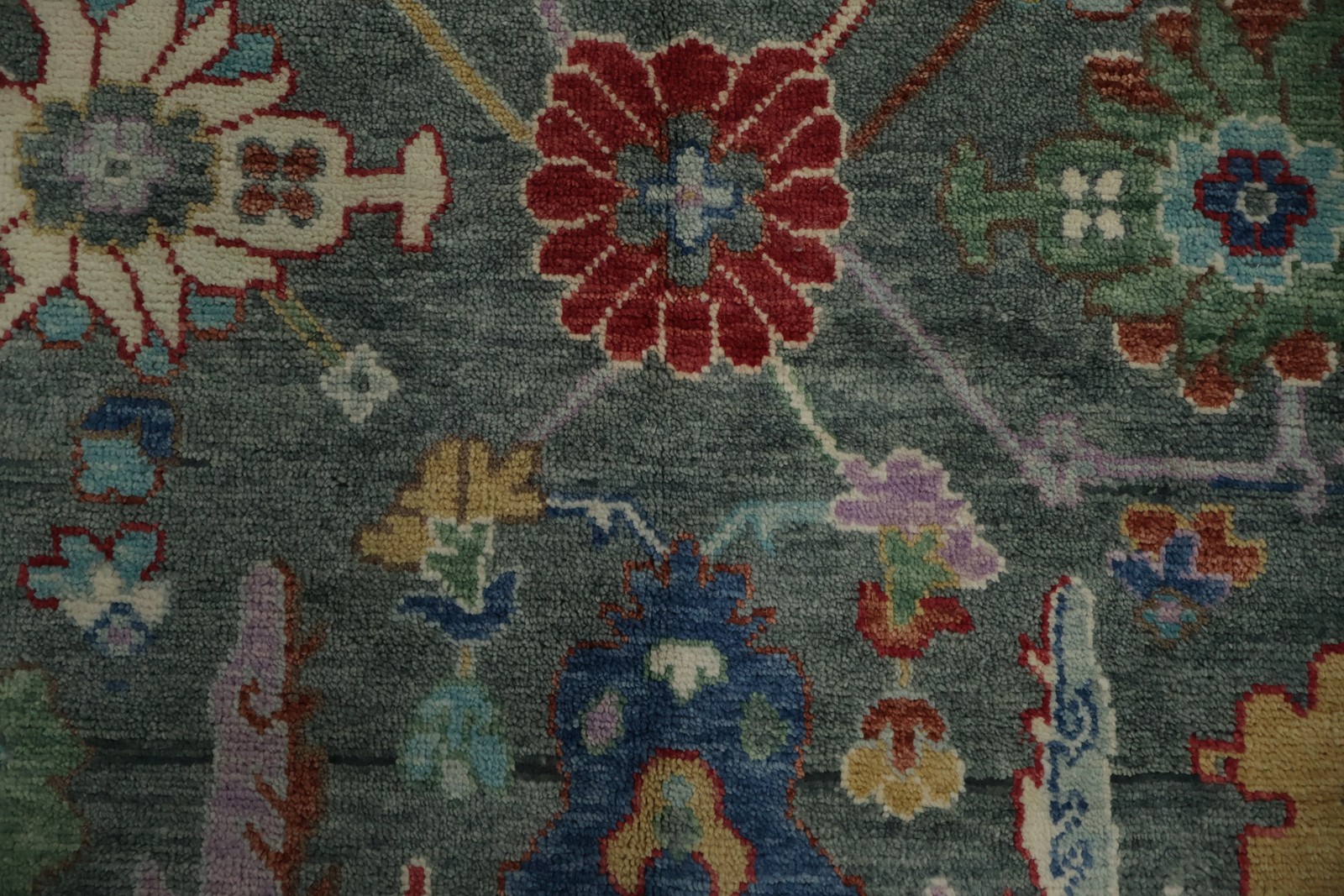Gray Oushak Oriental Area Rug 8×10 All-Over Floral Handmade Room Size Carpet