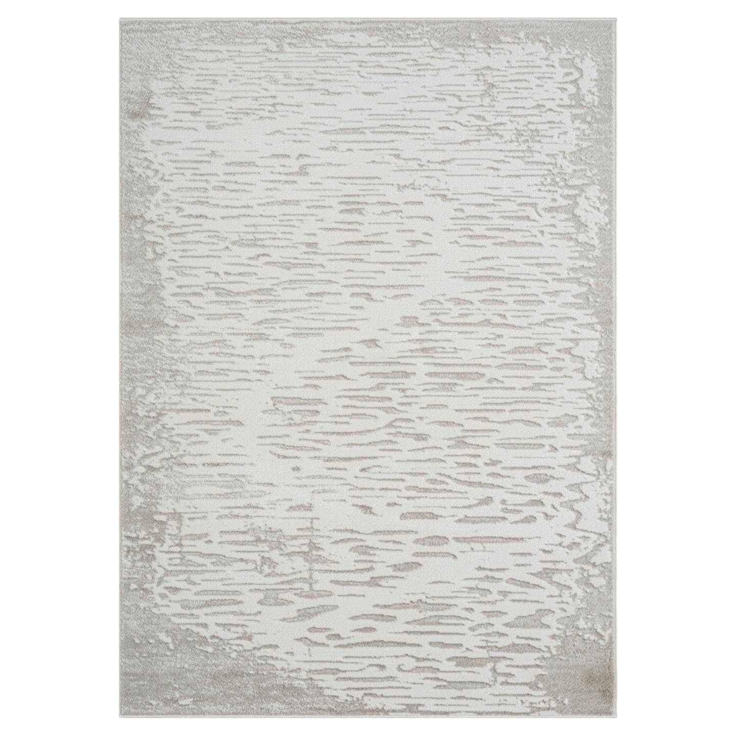 Artistic Textured Metallic Area Rug,Cream,5’X7′