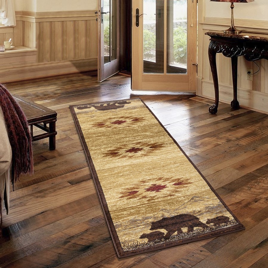 Conrad Home Cabin Life 2’7” x 7’3” Lodge Runner, Beige SW/Bears – CBL30062-7