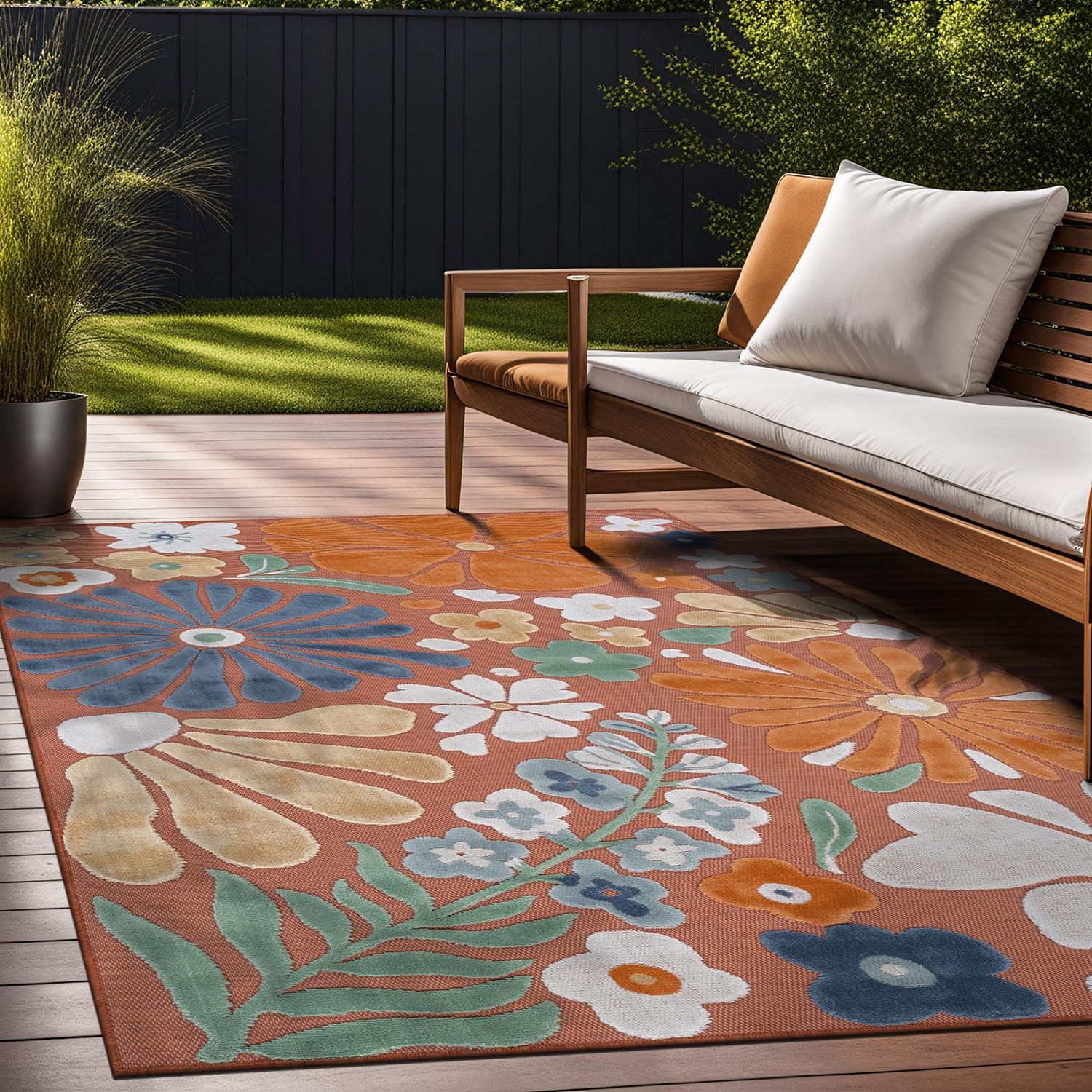 Beverly Rug Outdoor Rug 9×12 Large Modern Floral Tropical Area Rugs for Outdo…