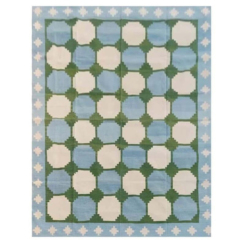 Scandinavian Swedish Kilim Wool Handmade Rug Geometric Flat weave Large Area Rug