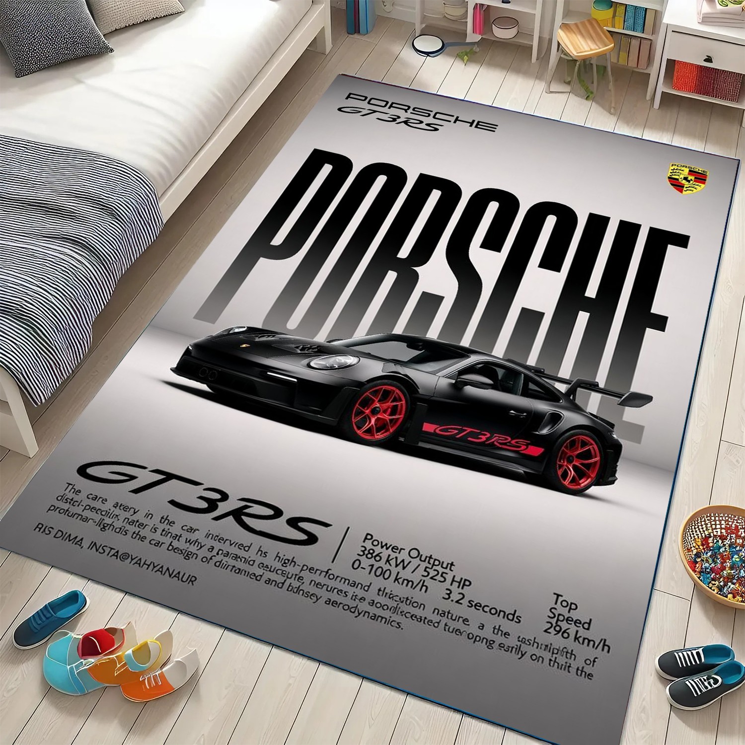 Stellar GT3 RS Spec-Sheet Carpet – Minimalist Shadow Racing Decor