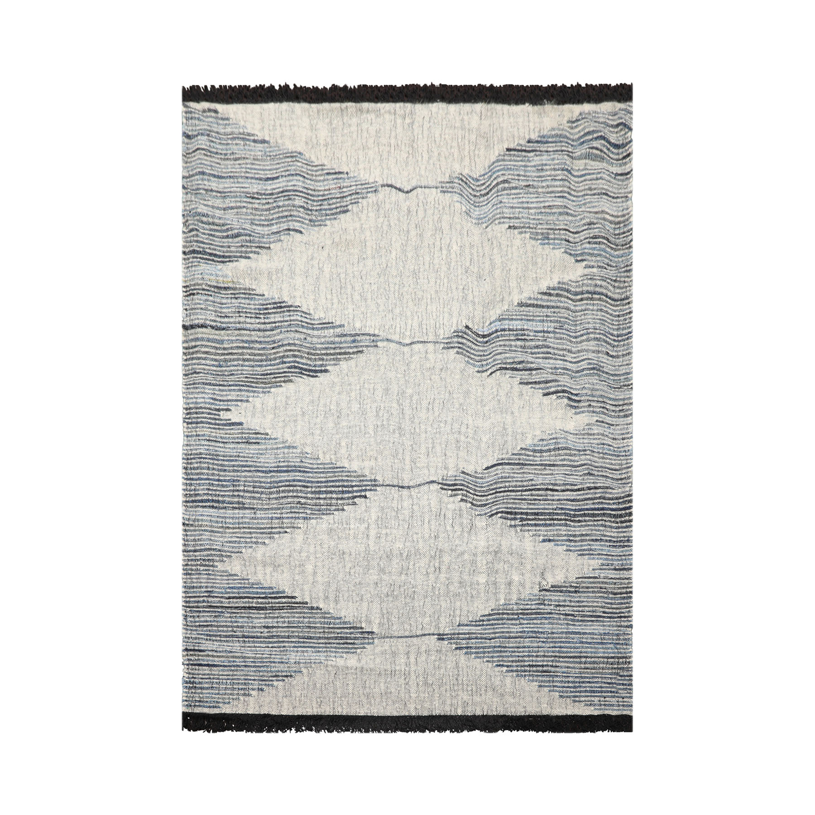 LoomBloom 5’3″ x 7’7″ Ivory Hand Woven Geometric Kilim Flat Weave Wool Area Rug