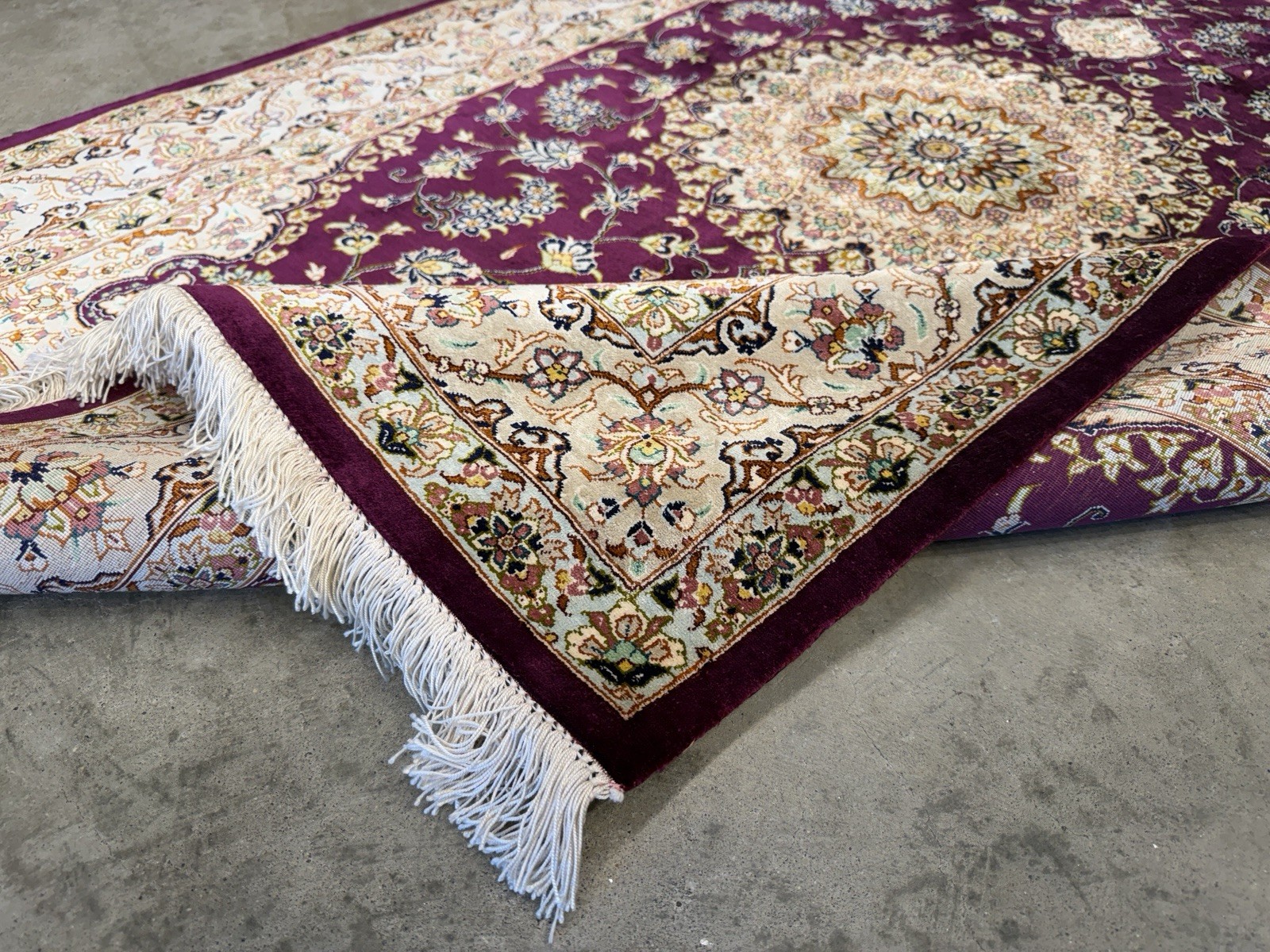 3×5 Luxurious Fine Hand-Knotted 100% Silk Signed Persiane Qume Rug Handmade