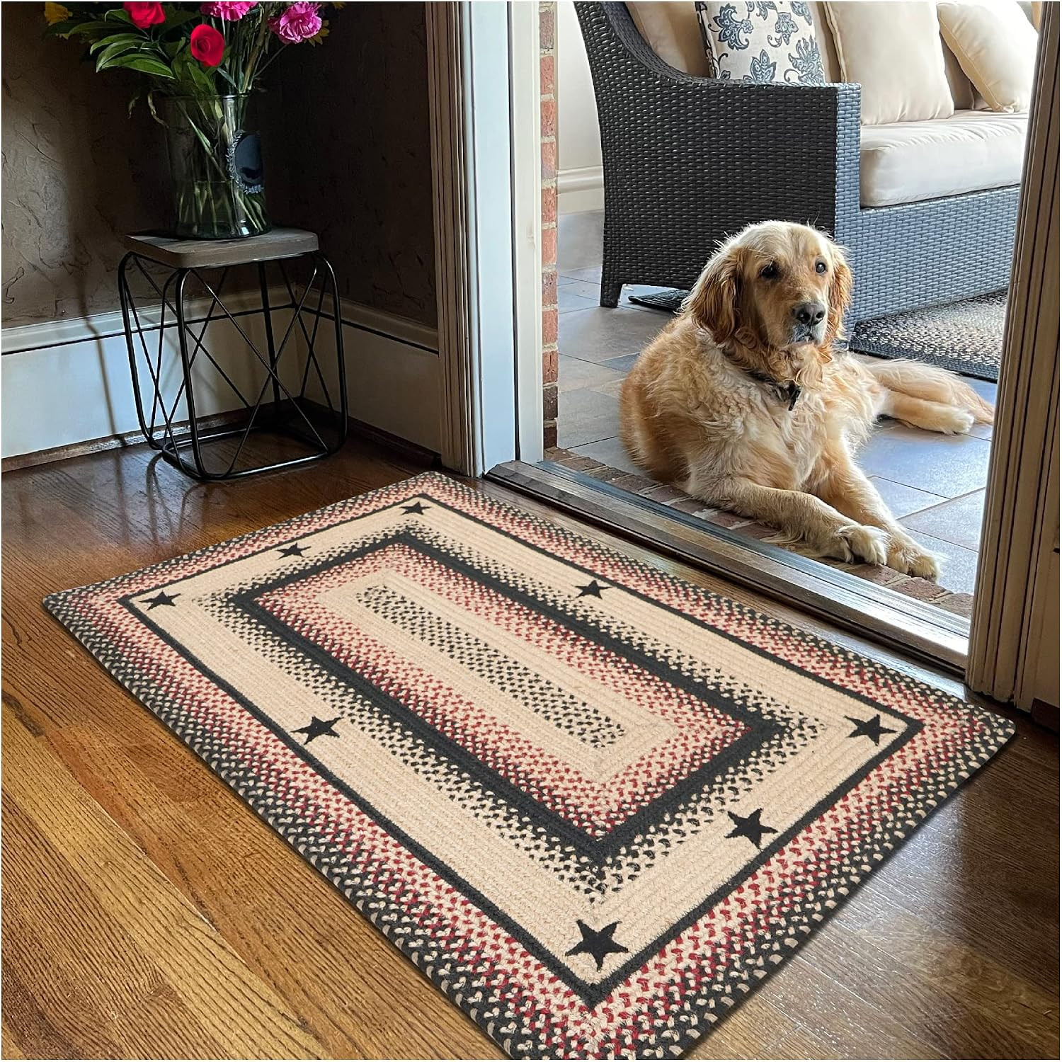 Homespice Gloucester Jute Braided Rug 20X30In Rect Black-Tan-Red Natural Jute R