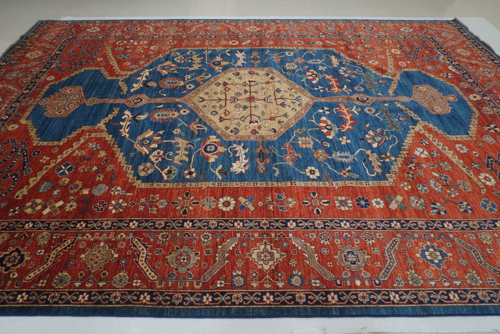 10×14 ft Red Serapi Afghan Hand Knotted Wool Oriental Rug