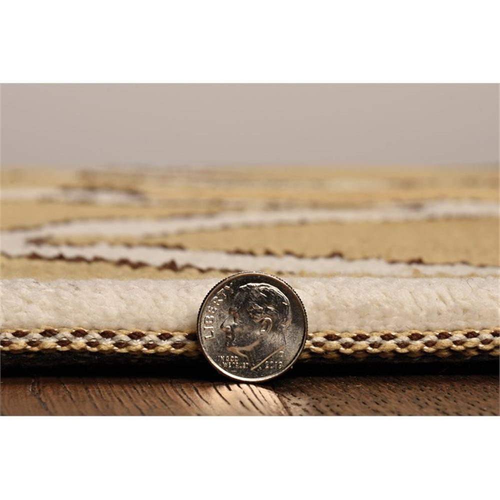 Linon Geo Kelli Hand Tufted Microfiber Polyester 5’x7′ Rug in Yellow