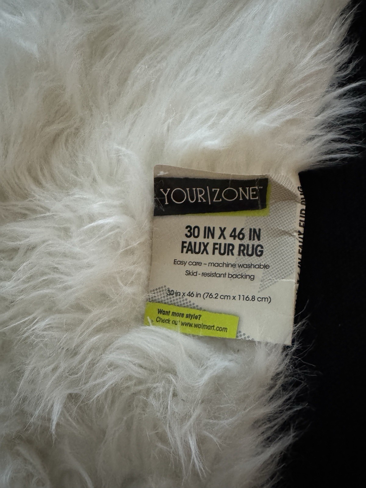 NEW With Tags White Faux Fur Rug 30in x 46in