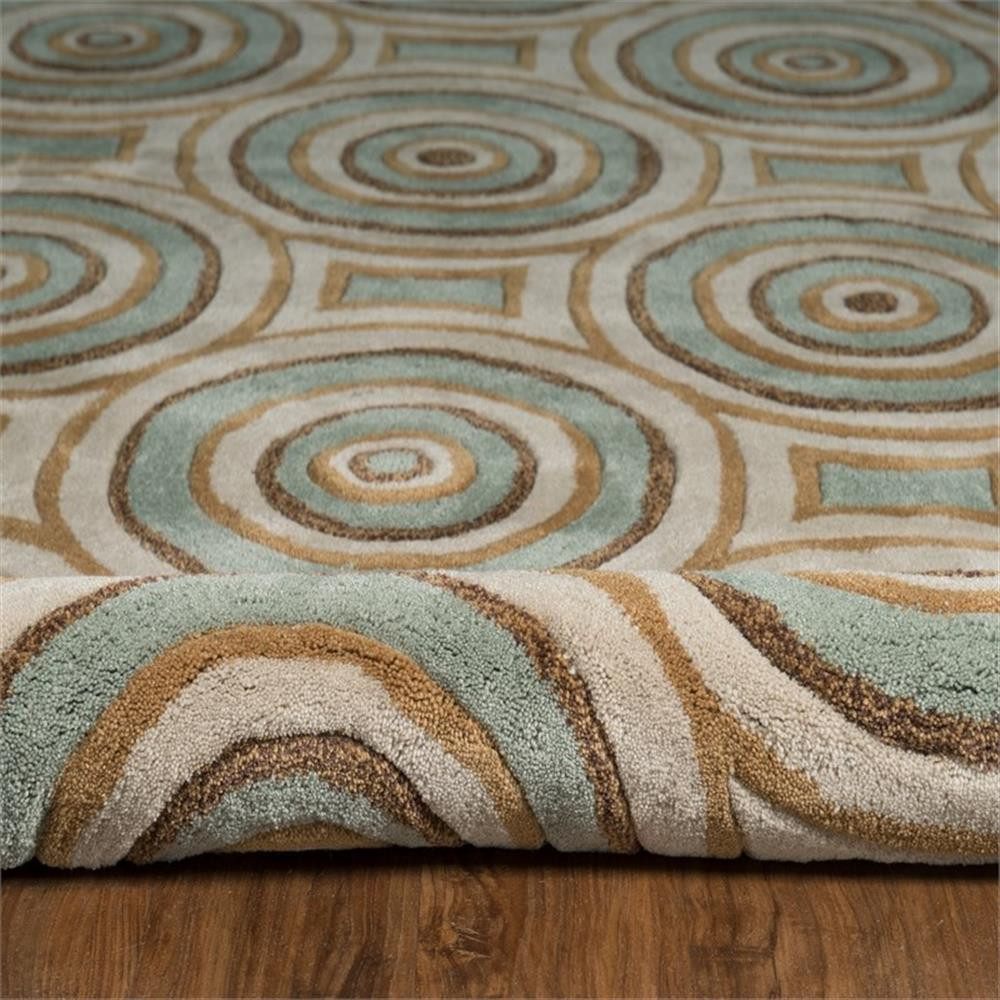 Bowery Hill Modern Combs Polyester 5’x7′ Area Rug in Cream & Aqua
