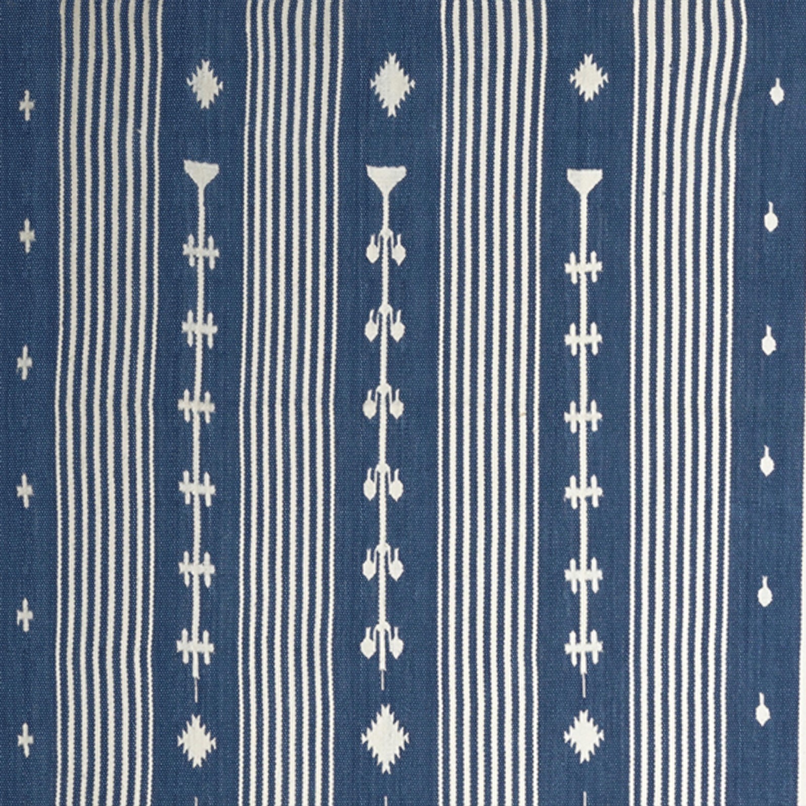 5×7 Cotton Dhurrie Rug Blue White Handwoven Indian Flatweave Reversible Area rug
