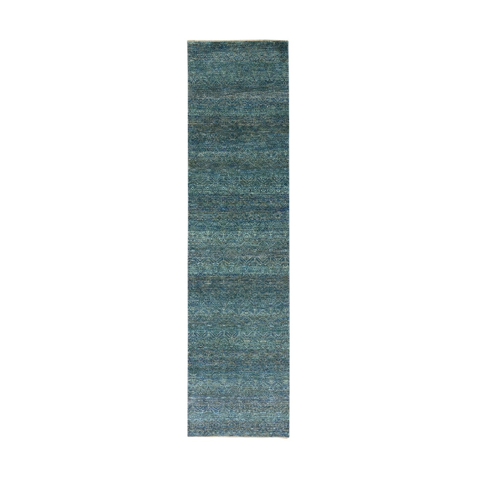 2’6″x10’1″ Green Hand Knotted Kohinoor Herrita 100% Wool Oriental Rug R79671