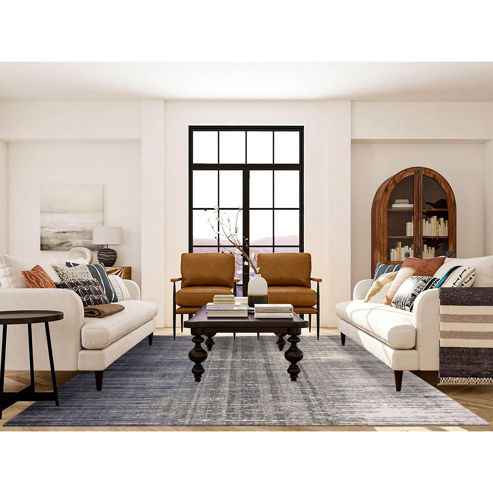 8′ x 10’3″ BlueGray Modern Ombre Design Hand Knotted Pure Wool Rug R75144