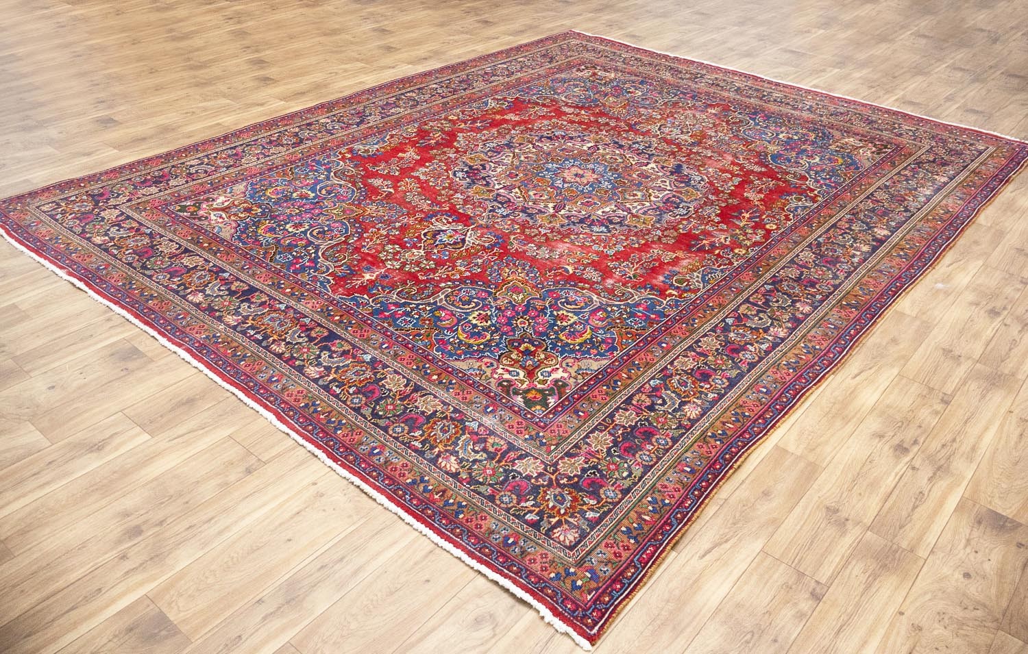 Semi-Antique Distressed Handmade Oriental Rug Living Room Carpet 9’7×12’6 Ft