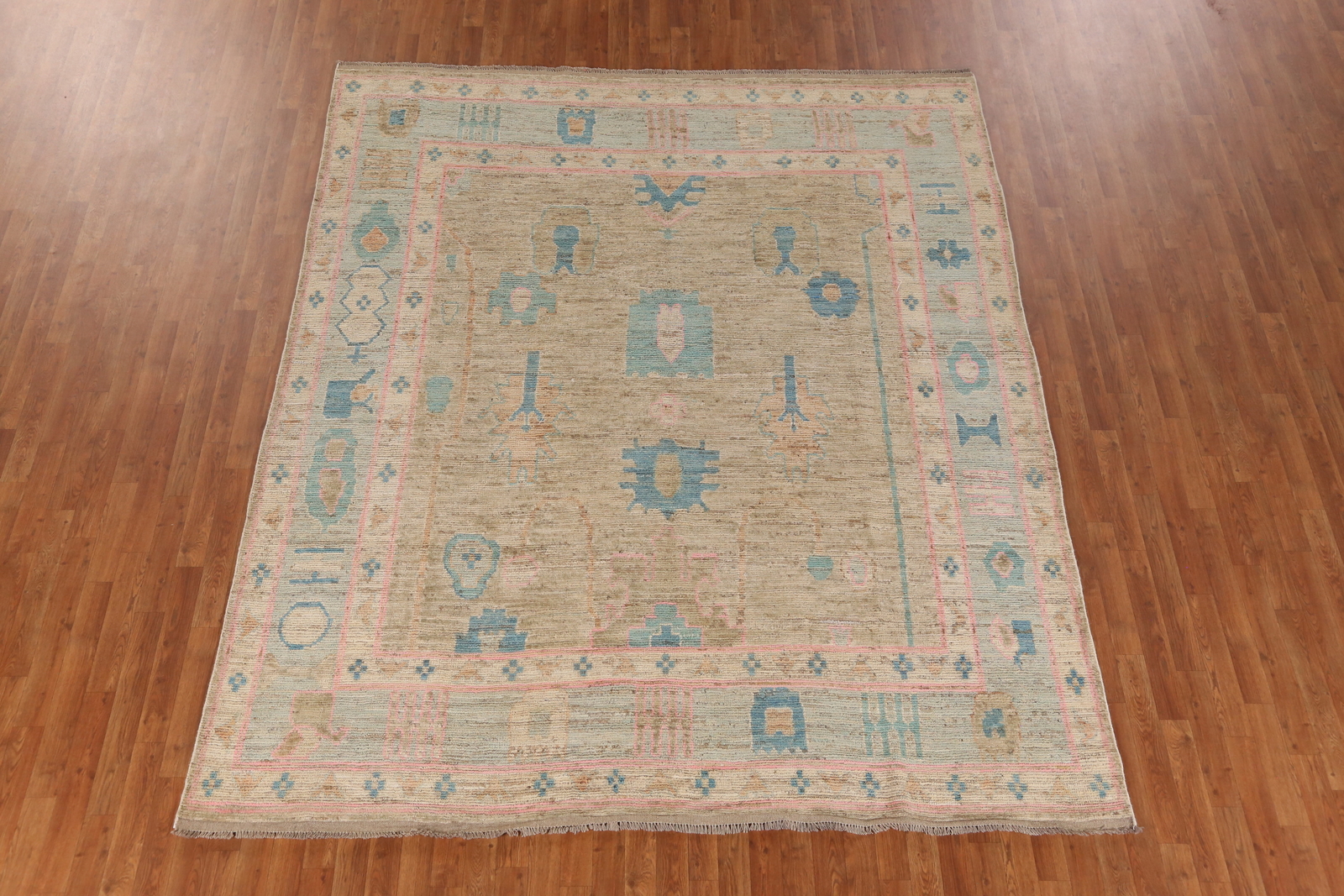 Earth-tone Color Vegetable Dye Traditional Oushak Turkish Rug Handmade 8×10 ft