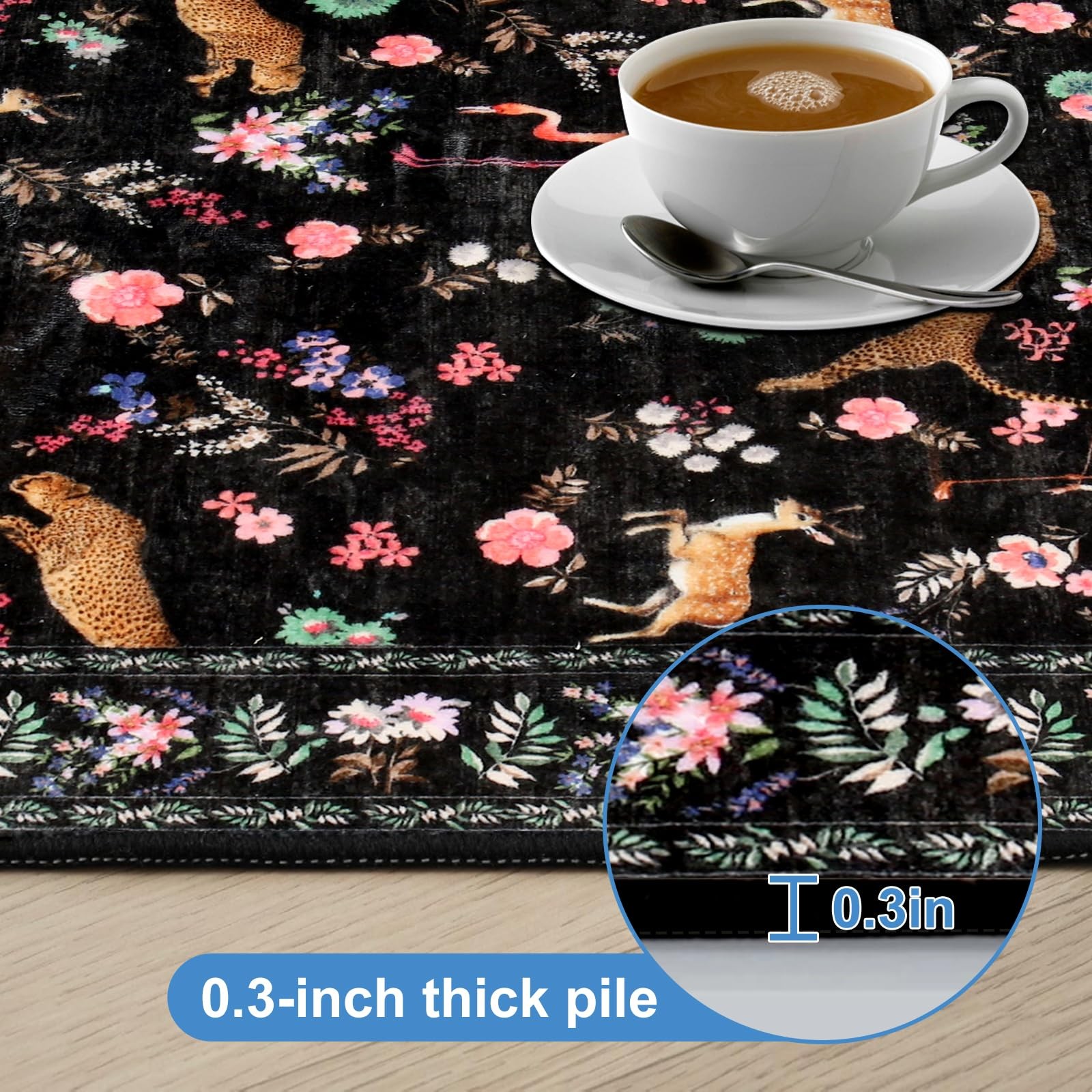 2×3 Entrance Rug, Washable Boho Animal Floral Stain Resistant and Non Slip Ru…
