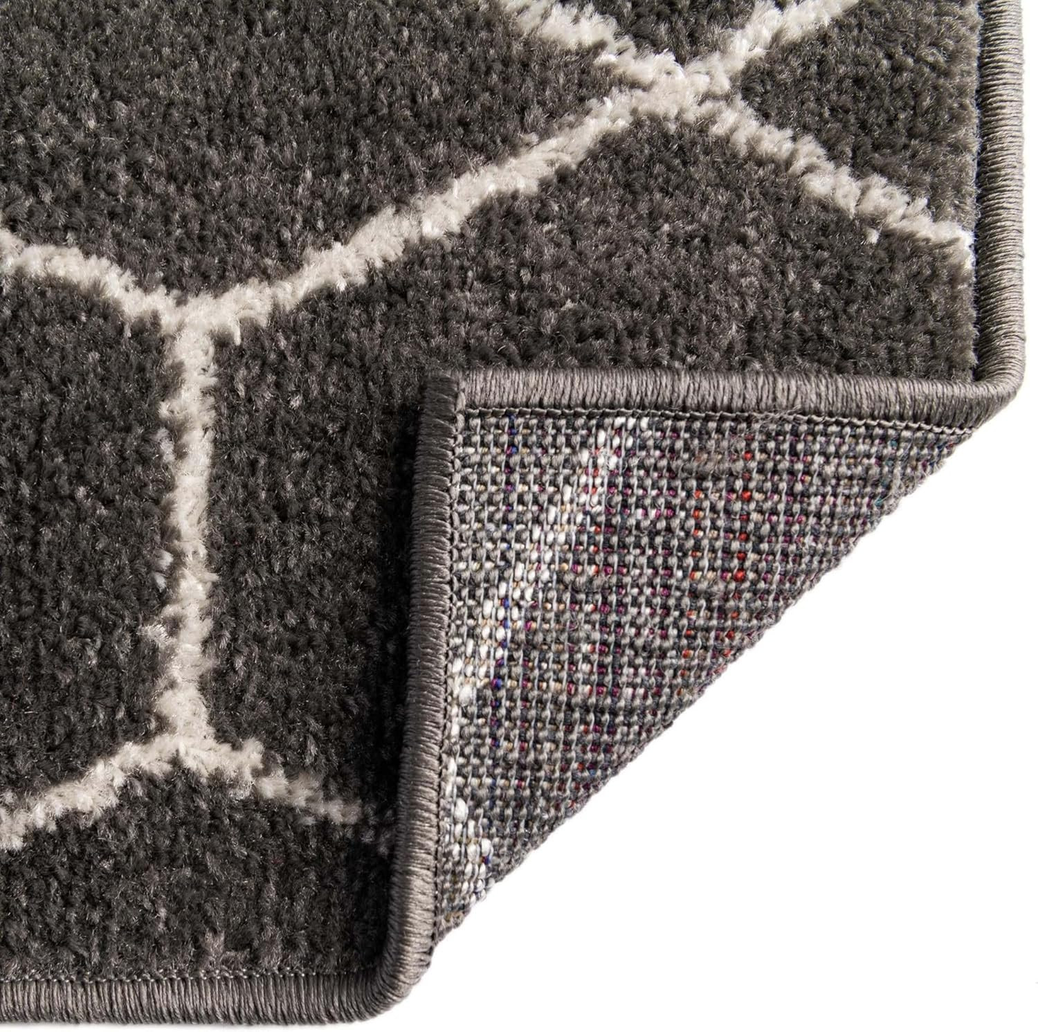 Trellis Frieze Collection Area Rug – Geometric (6′ 1″ X 9′ Rectangle Dark Gray/I
