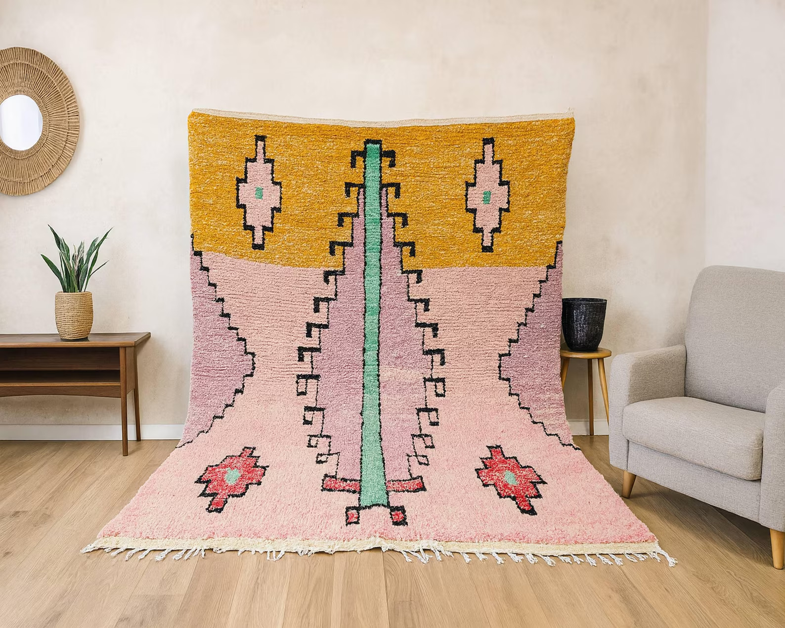 Berber Beni Ourain Moroccan Wool Rug Color Multi Luxury Handmade Area Carpet Rug