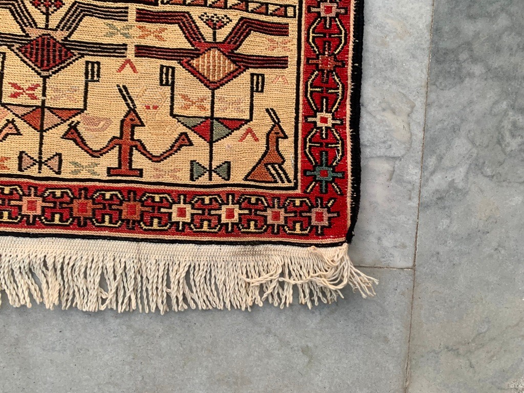 Vintage Sumak Kilim,Pictorial Kilim,Traditional Kilim 4×6 ft Free Ship