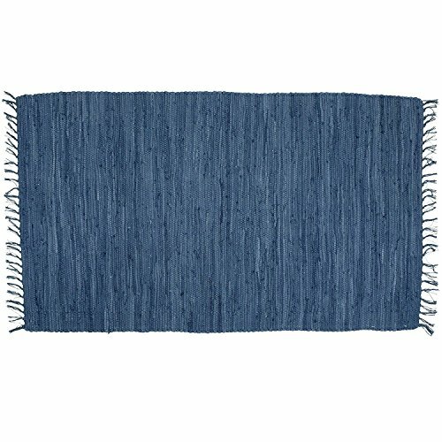 Bristol Blue Rag Rug, 24 x 36 Inch Cotton, Tightly Woven Quality Throw Rug