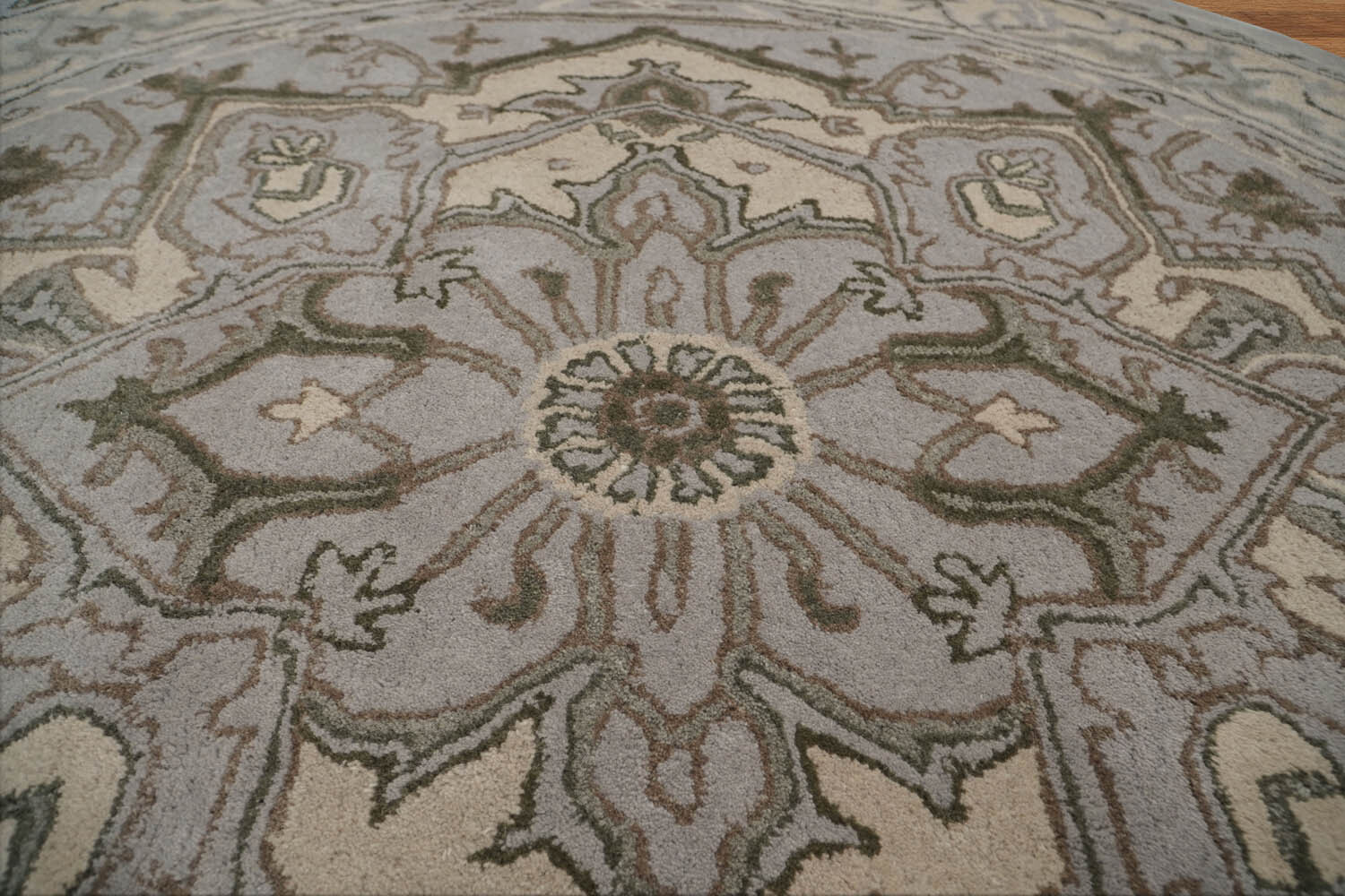 6’x6′ Gray Hand Tufted Traditional Abstract Wool Oriental Area Rug