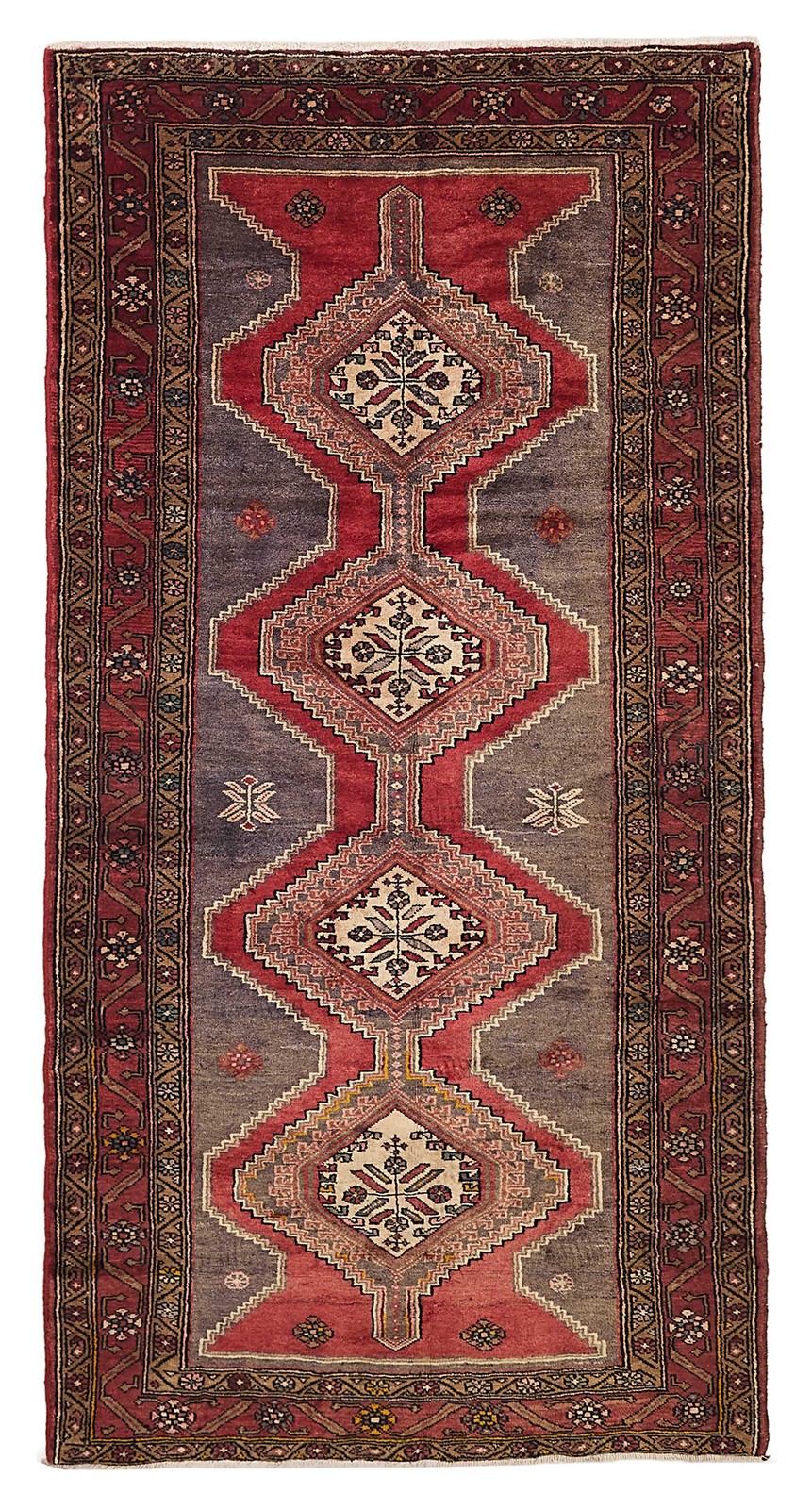 Vintage Hand-Knotted Area Rug 4’4″ x 9’0″ Traditional Oriental Wool Carpet