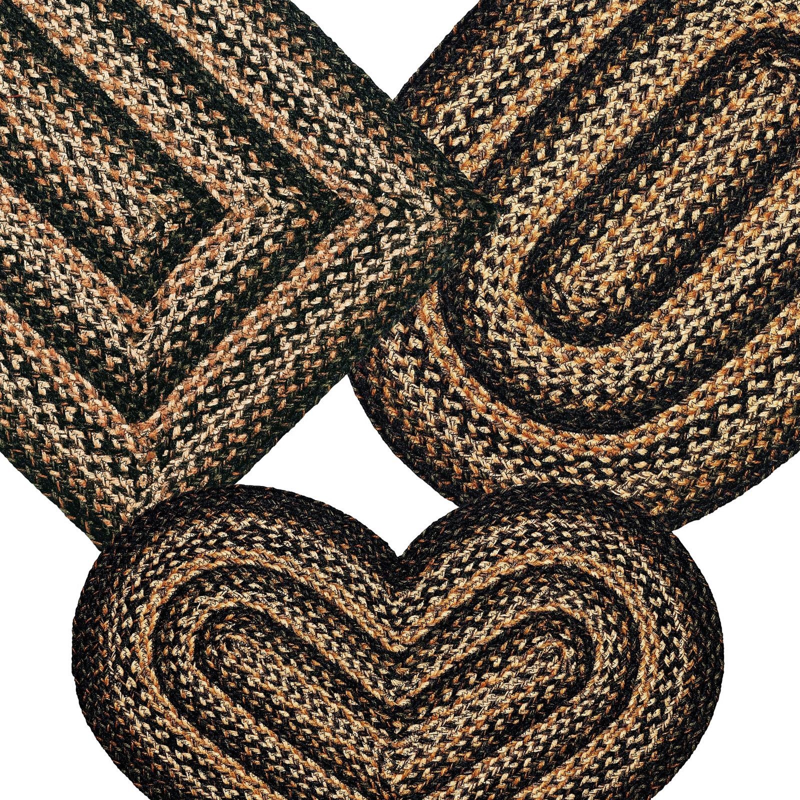 Black Forest Braided Area Rug By IHF Rugs. Oval & Rectangle. Many Sizes.