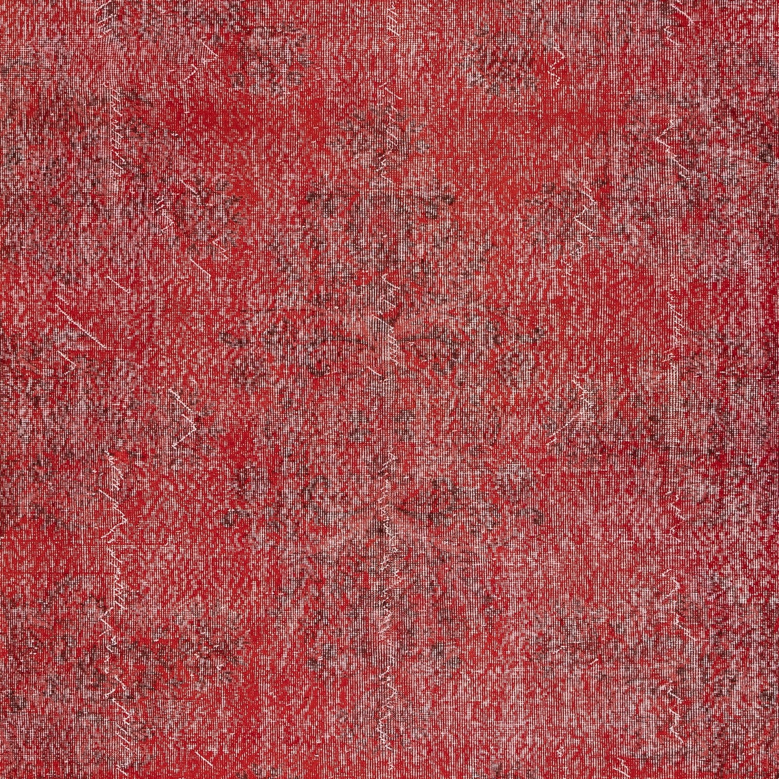 7×10.6 Ft Red Overdyed Vintage Rug, Handknotted in Turkey for Modern Interiors