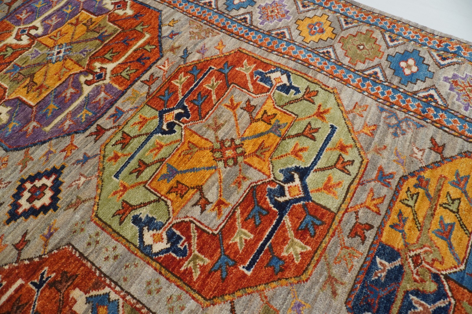 5 x 7 ft Gray Ersari Afghan Hand Knotted Wool Geometric Tribal Area Rug