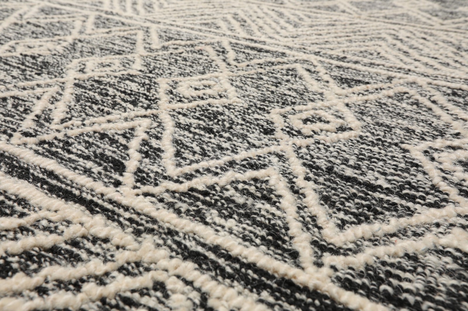 LoomBloom Multi Sizes Modern Black & White Hand Tufted Geometric Wool Area Rug