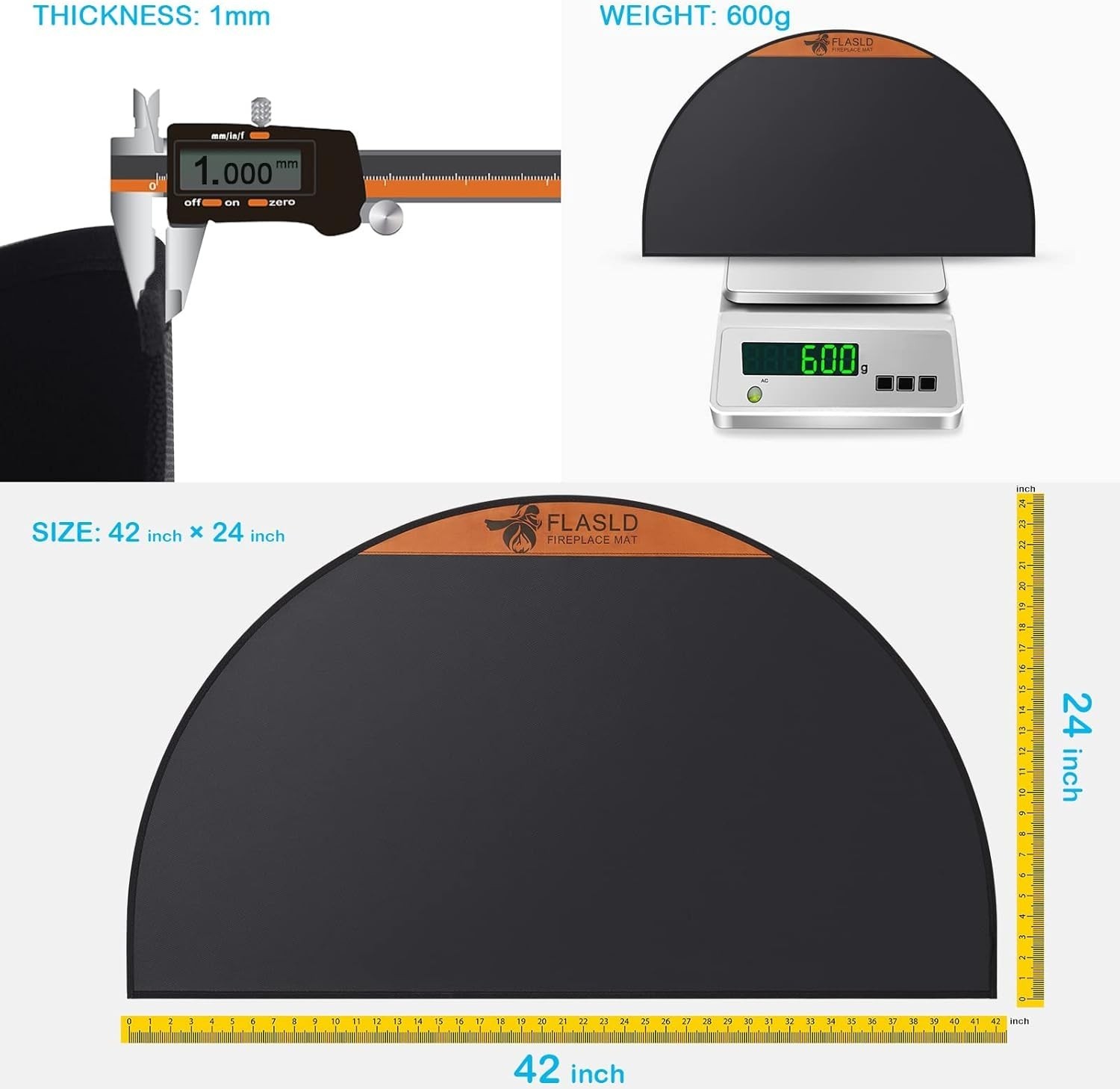 24×42 Inch Fireproof Hearth Mat – Durable Protection Against Sparks & Embers