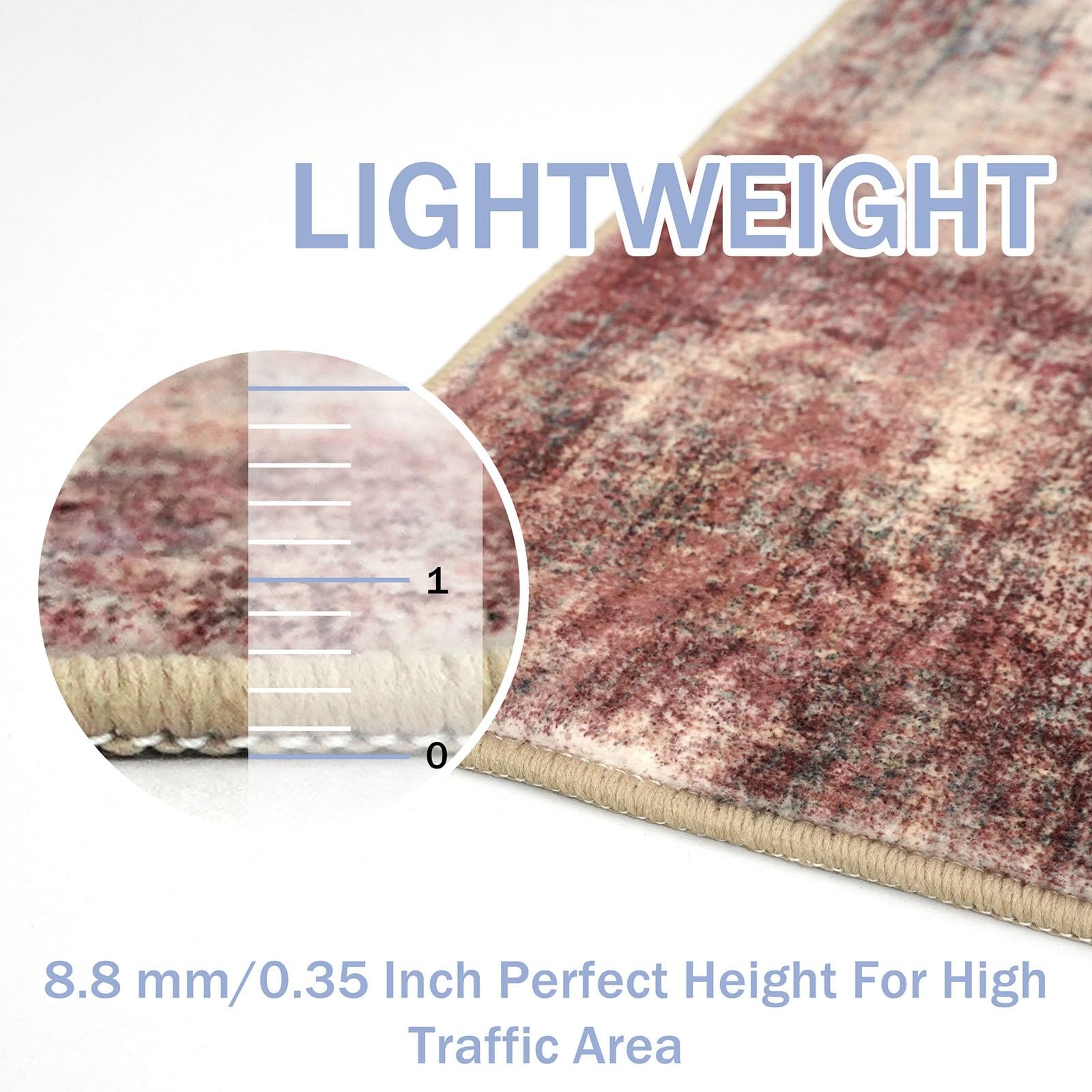 3 Ft Round Abstract Faux Wool Area Rug Washable NonSlip Entryway Mat