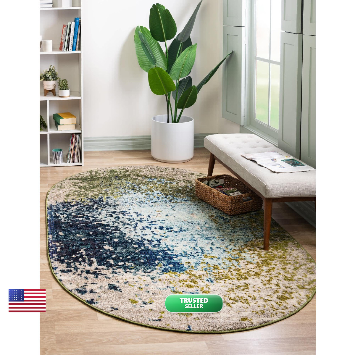 Unique Loom Estrella Collection Abstract Modern Light Colors Distressed Area
