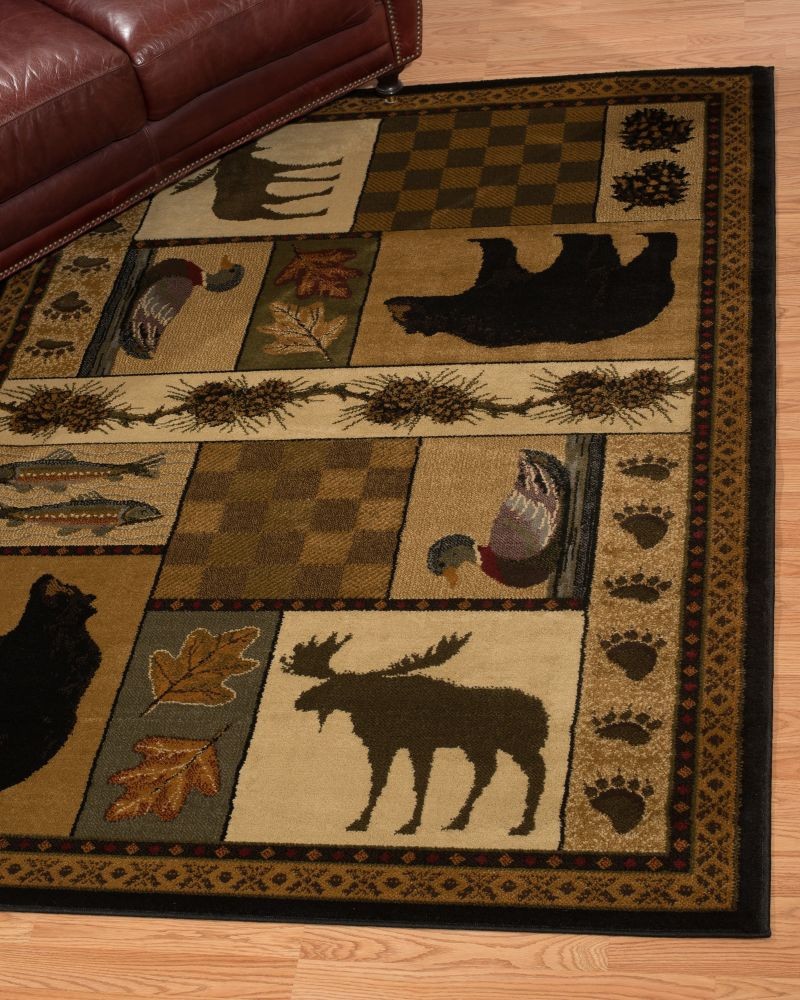 Bear Moose Pinecone Lodge Cabin Rustic Area Rug **FREE SHIPPING**