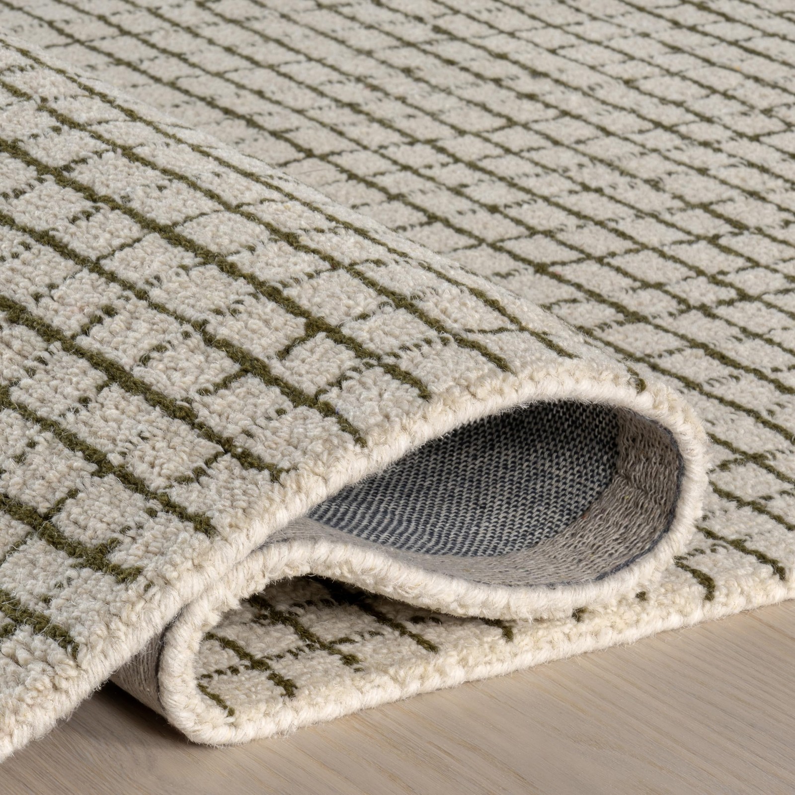 Nuloom Melrose Green Checkered Hand Tufted Wool Area Rug, 3′ x 5′