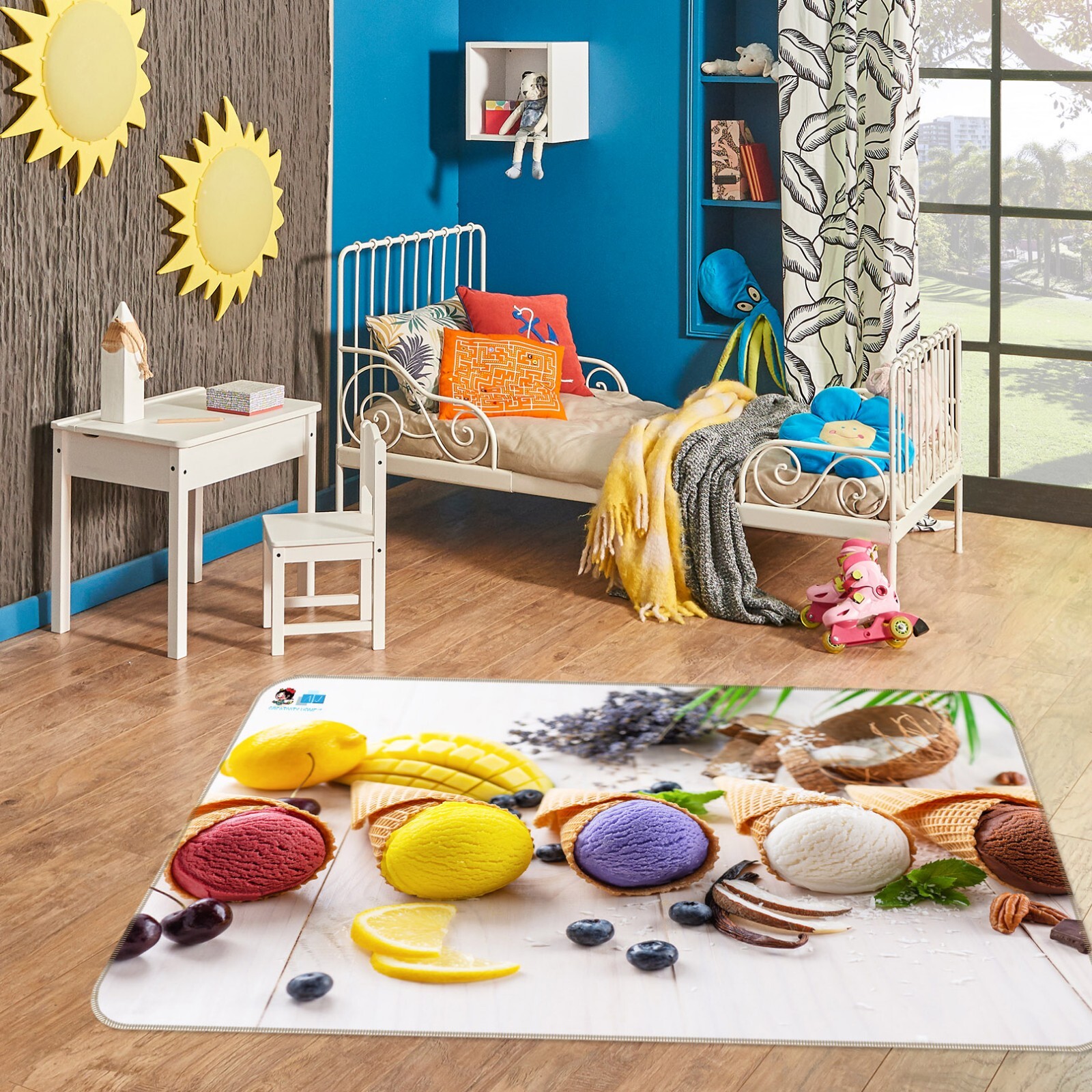 3D Fruit Mini Cones ZHUA3874 Game Non Slip Rug Mat Photo Carpet Amy