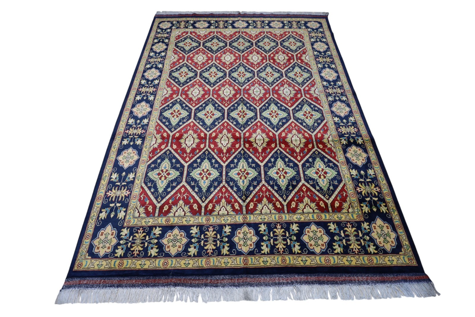 Hand-Knotted Afghani Kashi Wool Rug – 6’8″ x 9’4″