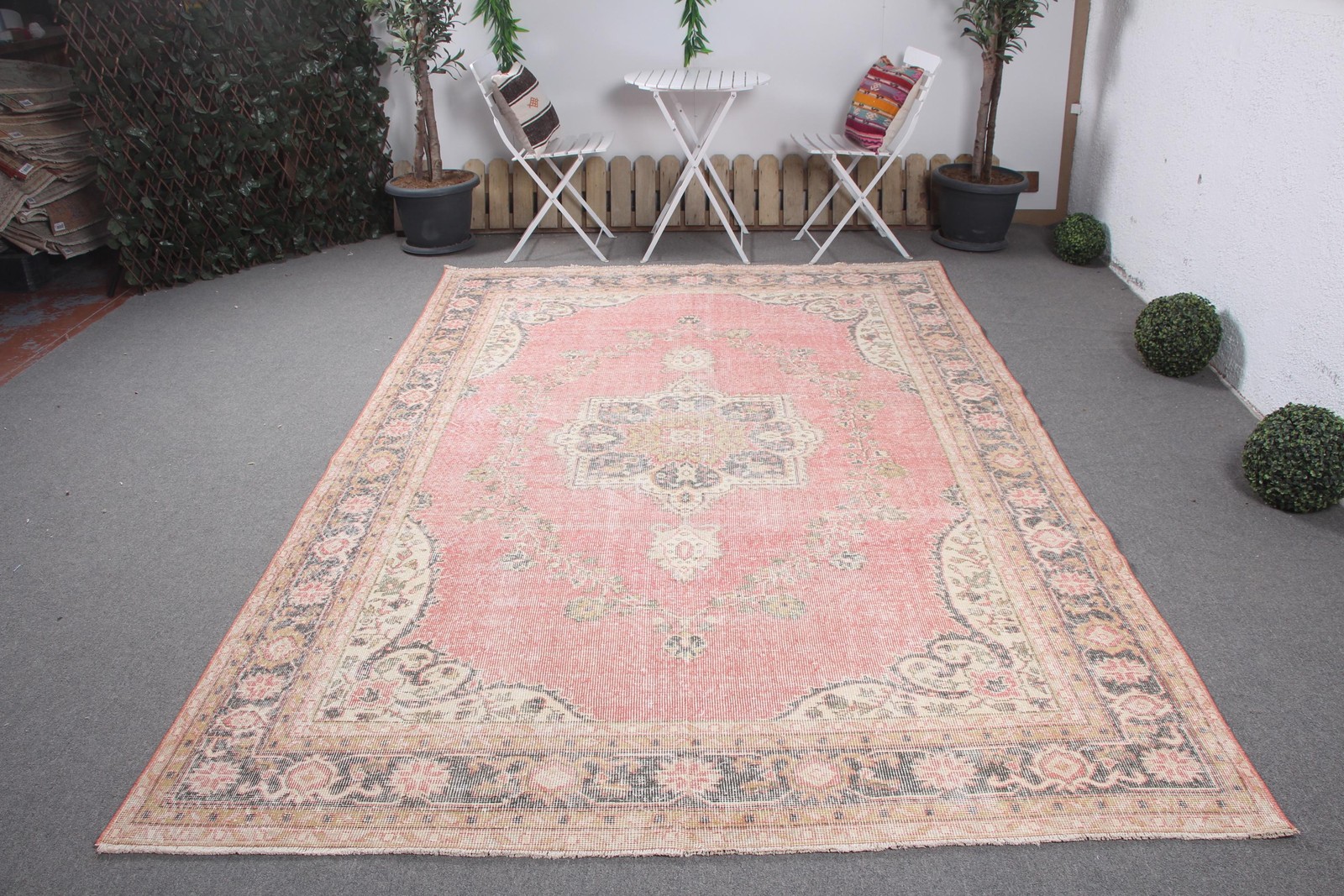 6,6×10 ft Rug, Vintage Turkish Rug, Red Wool Rug