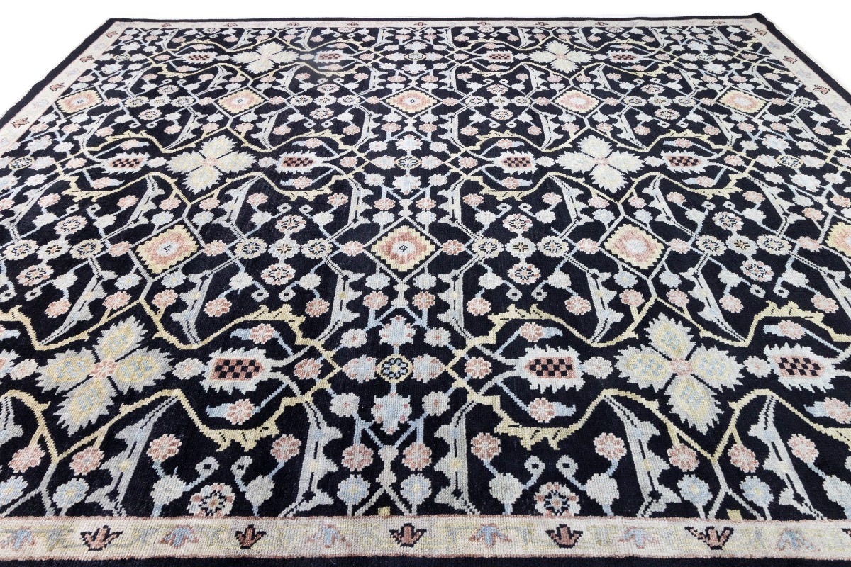 Handmade Floral Design Oversized Rug Wool Oriental Farmhouse Carpet 12X15 ft