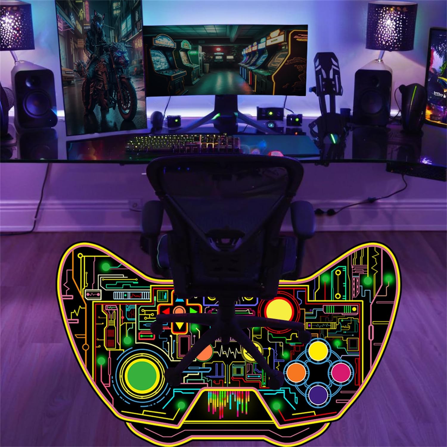 Game Controller Shape Gaming Area Rug Gamer Carpet Boys Playroom 3×5 Feet