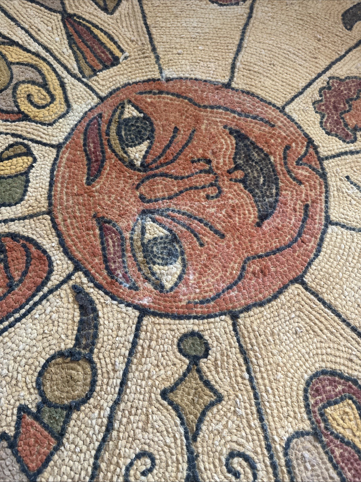 MCM Zodiac Sign Round Rug Astrology Circular Bohemian Eclectic Wall Hang Hook