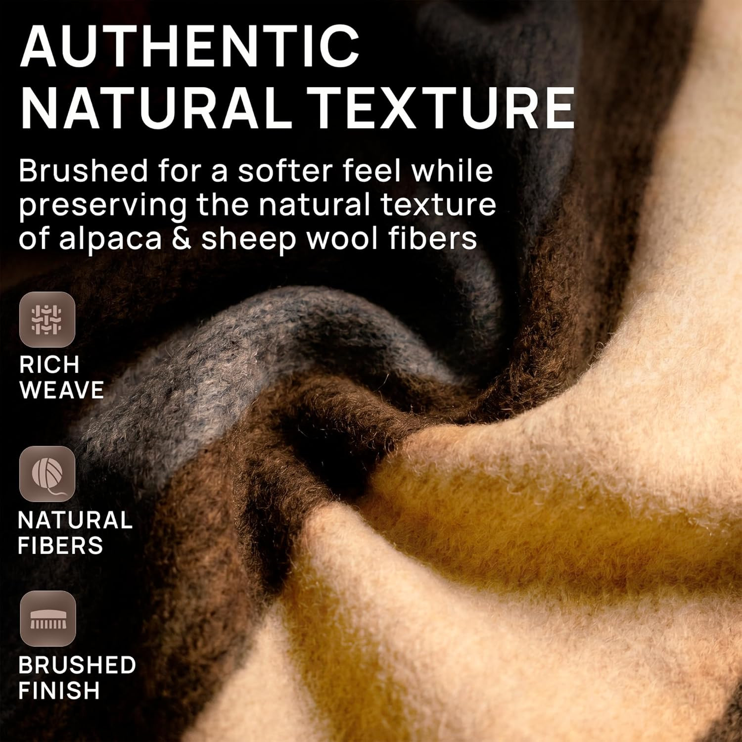 100% Alpaca Merino Wool Blanket Twin Heavyweight Warm Winter Blanket Earth Tones