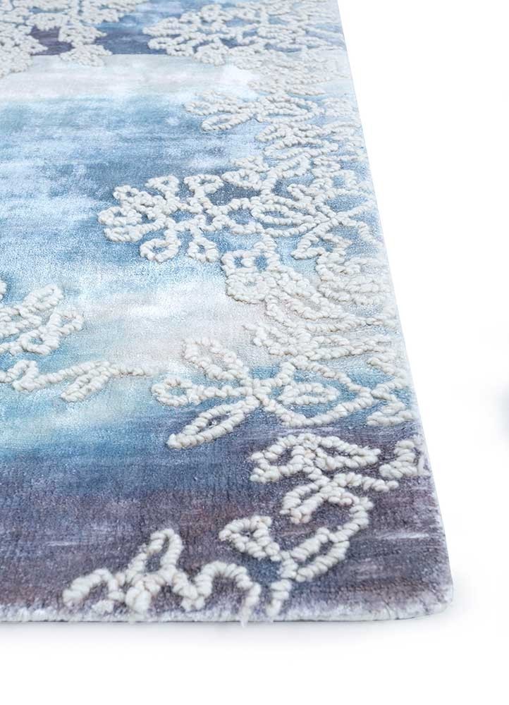 Modern Luxury Design Hand Loom Wool And Viscose Color Twilight Blue/Rose Petal R